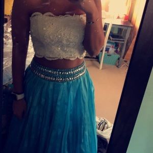 Blue and White 2 piece prom dress